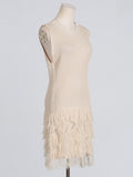 Fongt Style Dress Women Spring 2025 New Temperament Elegant Famous Sleeveless Splicing Syringe Knitted Short Dress