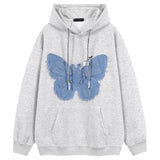Patchwork Denim Butterfly Vintage Hoodie-Outfit
