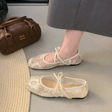 Fongt White Mesh Embroidered Flat Sole Women's New Spring And Summer Fairy Style With Skirt Gentle Style Mary Precious Shoes