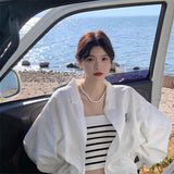 New One-Word Shoulder-Striped Knitted Slings Women Thin Outer Wear Inside A Shirt Chic Short