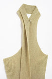 Beige Draped Halter Neck Knit Midi Dress-Outfit