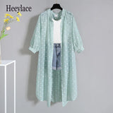 Women Summer 3 Piece Set Polka Half Sleeve Sunscreen Shirts + Knitted Vest + Denim Shorts Sets Korean Women