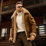 Fongt Men's Coat Winter Large Size Warm Composite Leather Jacket With Thick Fur Coat Men