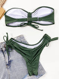 Fongt Outer Single Bikini Ladies Split Sexy Pleold Solid Color Bikini B600W-Outfit