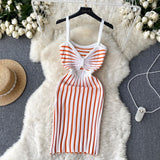 Fongt Beach Bump Summer Striped Slings New Slim-Skinny Sleeveless