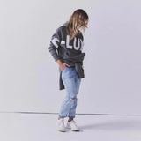 Fongt New Casual Fashion Letter Printing Hooded Long-Sleeved Edswoman