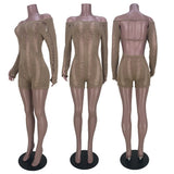 Sexy Cutout Thin Long-sleeved Round Neck