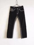 Trendy Rock Style Jeans Men's White Thick Line Belief Large Size Loose Straight Tube-Outfit