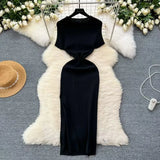 Fongt Dress Women 2025 Spring And Summer New Temperament High-End Side Open Fork Elastic Tight Babes Skirt
