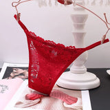 Fongt Trousers Female Lace Sexy No-Width Perspective Seduction Cotton Crotch Hollow Comfortable Lady Solid Color Low-Waisted Tpants