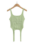 Fongt Fishbone Harness Hook Vest Female 2023 New Ins Design Sense Slim U Collar Short Top Tide-Outfit
