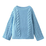 Fongt And Winter Women's Fashion Temperament Round Horn Sleeve Knitted Sweater Loose Knitted Top