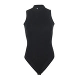 Street retro black sleeveless strapless one-piece round neck tight sexy T-shirt blouse female Harajuku solid color oversize