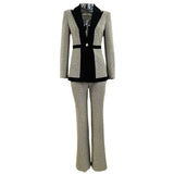 Fongt 2025 Hot Star Temperament Lyze Small Lattice Platter Trouser Suit Two Sets