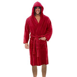 Men's Plush Nightwear Hooded Pajamas Robe Lengthened Shawl Flannel Bathrobe Home Clothes Long Sleeved Robe Soft Warm Kimono Robe-Outfit