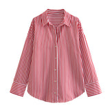 New Multi-Color Loose Casual Version Of Poplin Long-Sleeved Shirt-Outfit