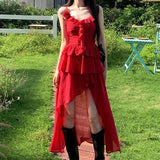 Red Ruffle Midi Dress-Outfit