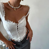 Fongt Lotus Side Splicing Temperament Slings Fish Bone Waist Vest Z0478