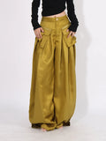 Fongt 2024 Stylish Wide-Leg Pants Pleated Zip Pocket Design Straight Casual Pants-Outfit