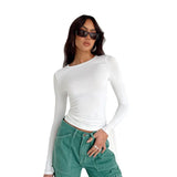 Fongt Spring And Summer Women's New Solid Color Collar Repair Shirt Long-Sleeved T-Shirt Top