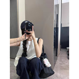 Fongt Temperament Lazy Sleeveless Tidly Sleeveless Dress Women's Summer Loose Broad Legs Trousers Casual Set