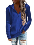 Fongt And Winter New Solid Color Casual Hoodie Loose Zipper Half Cardigan Set Long Sleeve Hooded Knit Women's Wear-Outfit
