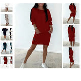 Fongt And Leisure Knitted Dress New Solid Long Sleeves