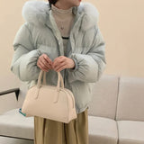 Korean Version Sweet Down Jacket Female Short Money 2024 Winter New Style Add Thick Small Fox Fur Collar White Duck Down Coat Tide-Outfit