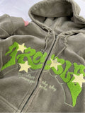 Fall Winter Women Zipper Design Drawstring Tie Up Letter Pattern Sweatshirts Baggy Long Sleeve Classic Hip-hop Hoodies