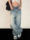 Vintage Washed Mopping Loose Boyfriend Jeans-Outfit