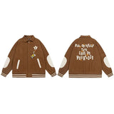 Streetwear Retro Baseball Jacket Corduroy Bomber Jacket Letter Stars Embroidery Men Harajuku Varsity Jacket Coat