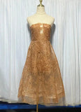 Sheer Lace Layered Strapless Midi Dress-Outfit