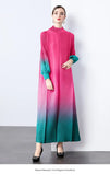 Fongt And Fashionable Gradient Lantern Sleeve Pressure Folding Dress Women Autumn And Winter Loose Apparent Thin-Skinny A-Character Dress