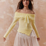 Fongt And Winter New Big Lapel Design One Word Shoulder Side Slit Knit Sweater Female 2366-Outfit