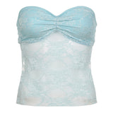 Girls Wind Lace Perspective Thin Sexy Bare-Back Chest Type Wearing A Small Breast Vest 2023 Summer New Style-Outfit