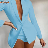 New Commuter Casual Suit Suit Jacket and Shorts Loose One Button Two-piece Set Shorts Suit Blazer Set for