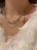 Silver Necklace with Rhinestone Star Pendant and