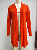 Autumn And Winter New Solid Color Collar Button Long Sleeve Cardigan Loose Knit Coat Female-Outfit