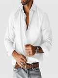 Fongt New Men's Shirt City Casual Collar Button Solid Color Men's Top