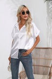 Satin Shirt Short-Sleeved Satin Button Shirt Casual Blouse Women's Stock-Outfit