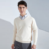 Fongt And Winter New Men's V Collar Loose Large Size Gentleman Sleeve Long Sleeve Sweater Middle-Aged Knit Chicken Heart Collar Bottom Shirt-Outfit