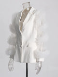 Famous Wind Design Suit Suit 2025 New Splicing Mesh Yarn Side Long-Sleeved Suit Coat