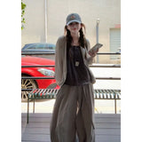 Fongt Relaxation Sling Sling Vest Top With Sunscreen Cardigan Yamamoto Slacks Three-Piece Set