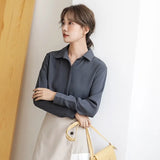 Simplicity Chiffon Shirt and Tops 2021 New Women Solid Colors Casual Long Sleeve Blouse Lady Office OL Shirts