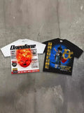 Vintage T-Shirt Men's High Street Creative Pattern Printing Round Collar Short-Sleeved Cotton Super Loose Short Sleeves-Outfit