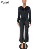Juicy Tracksuit Women Autumn Winter Diamonds Velvet Two Piece Set Long Sleeve Hooded Sweatshirts And Pants Jogging