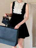 Fongt And Autumn New With The Same Gold Lace Doll Dress Temperament Small Sleeveless Little Black Dress Birthday Dress