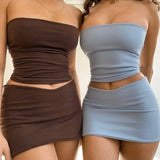 Tube Top And Bodycon Mini Skirt Set-Outfit