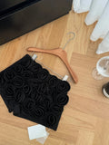 High Waist Three-Dimensional Rose Shorts-Outfit