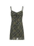 Lining Checkered Print Mini Dress-Outfit